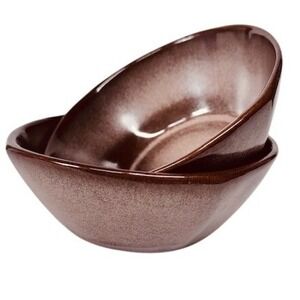 Frankoma Pottery 5X Brown Glaze Nut Candy Bowls Set of 2 Vintage Ceramic